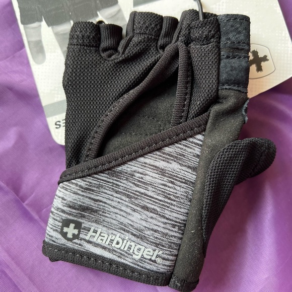Harbinger Women FlexFit Leather Workout Weightlifting Strength Gloves Pad Grey - Picture 6 of 7